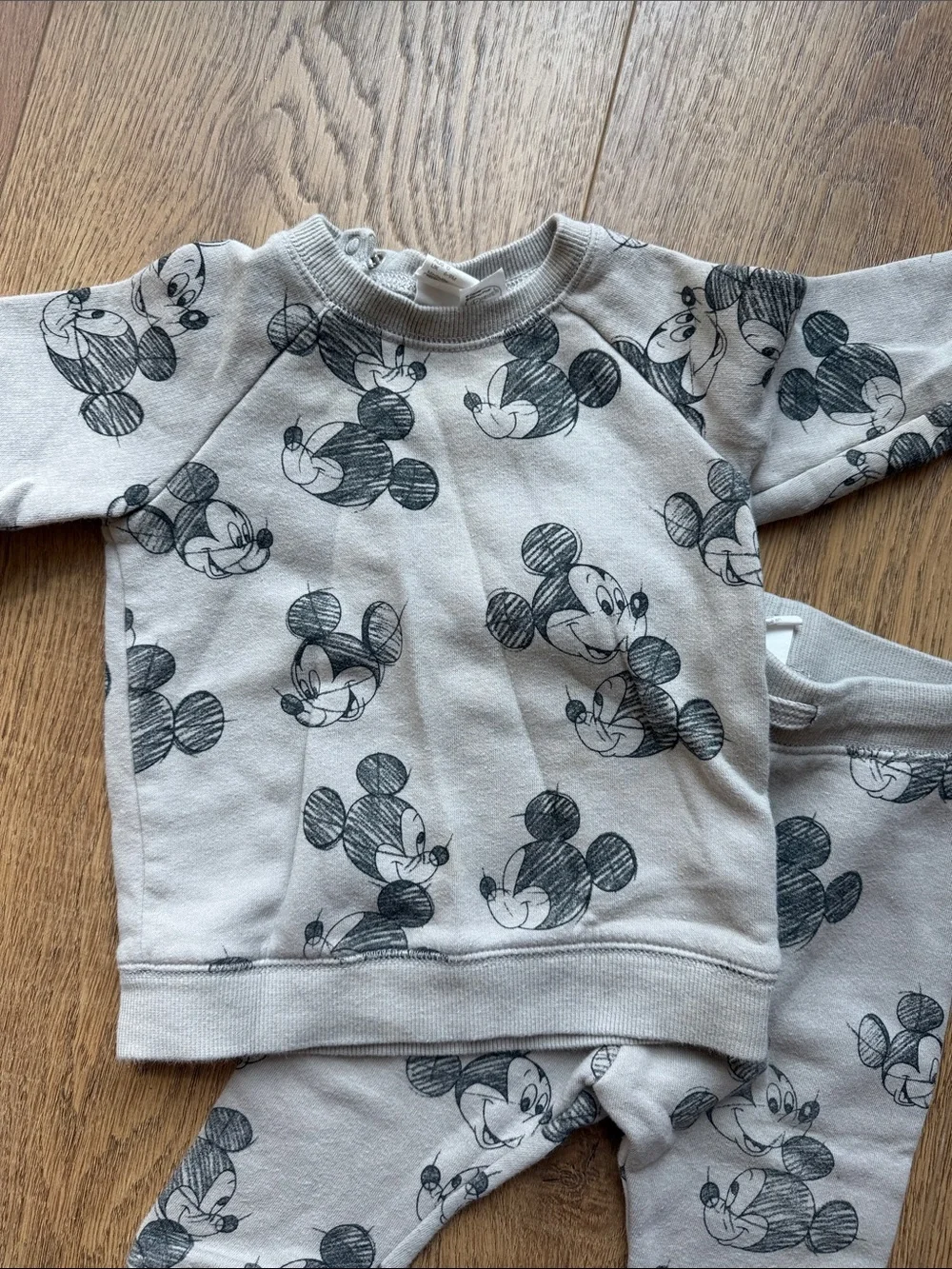 Gray H & M Mickey Mouse Print Kids Sweatshirt Set 9 months
